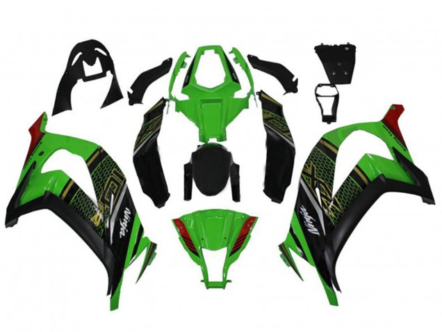 Rabatt Kawasaki ZX10R Motorrad Verkleidung 2011-2015 - Grun Glanzendes Schwarz Rot Bienenwabe