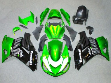 Rabatt Kawasaki ZX14R ZZR1400 Motorrad Verkleidung 2006-2011 - Grun Weiss Glanzendes Schwarz