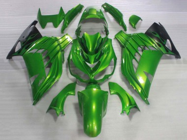 Rabatt Kawasaki ZX14R ZZR1400 Motorrad Verkleidung 2006-2011 - Grun Glanzendes Schwarz