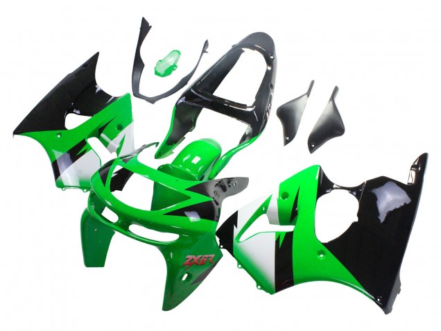 Rabatt Kawasaki ZX6R Motorrad Verkleidung 1998-1999 - Grun Weiss Glanzendes Schwarz