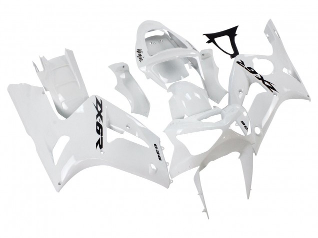 Rabatt Kawasaki ZX6R Motorrad Verkleidung 2003-2004 - Weiss Schwarz Aufkleber
