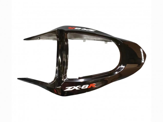 Rabatt Kawasaki ZX6R Motorrad Verkleidung 2003-2004 - Glanzendes Schwarz Rot Flamme