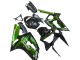 Rabatt Kawasaki ZX6R Motorrad Verkleidung 2003-2004 - Glanzendes Schwarz Grun Flamme