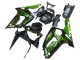 Rabatt Kawasaki ZX6R Motorrad Verkleidung 2003-2004 - Glanzendes Schwarz Grun Flamme