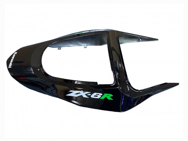 Rabatt Kawasaki ZX6R Motorrad Verkleidung 2003-2004 - Glanzendes Schwarz Grun Flamme