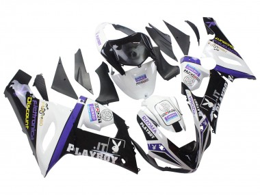 Rabatt Kawasaki ZX6R Motorrad Verkleidung 2005-2006 - Weiss Lila Schwarz Rizoma Playboy Denso