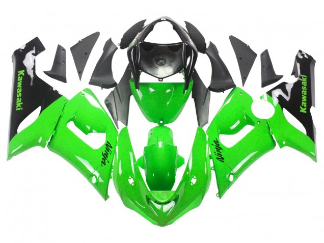 Rabatt Kawasaki ZX6R Motorrad Verkleidung 2005-2006 - Grun Schwarz Ninja