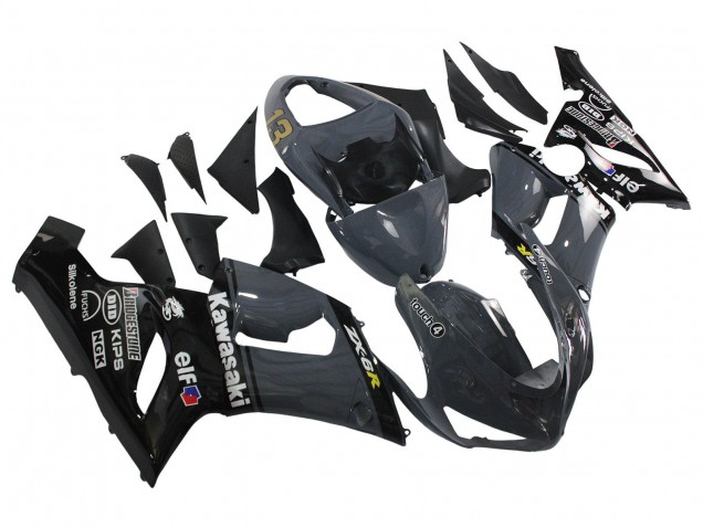 Rabatt Kawasaki ZX6R Motorrad Verkleidung 2005-2006 - Dunkel Grau Schwarz