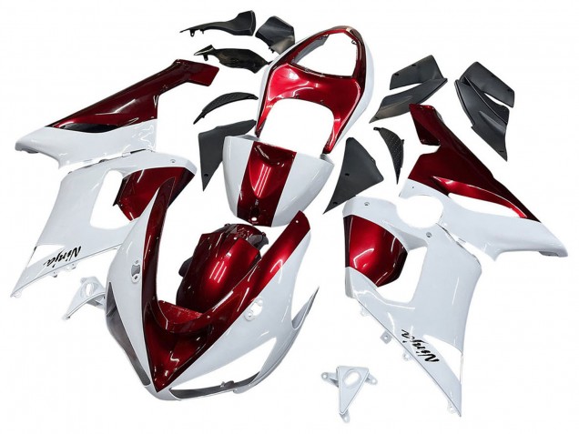 Rabatt Kawasaki ZX6R Motorrad Verkleidung 2005-2006 - Weiss Rot