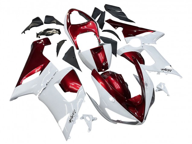 Rabatt Kawasaki ZX6R Motorrad Verkleidung 2005-2006 - Weiss Rot