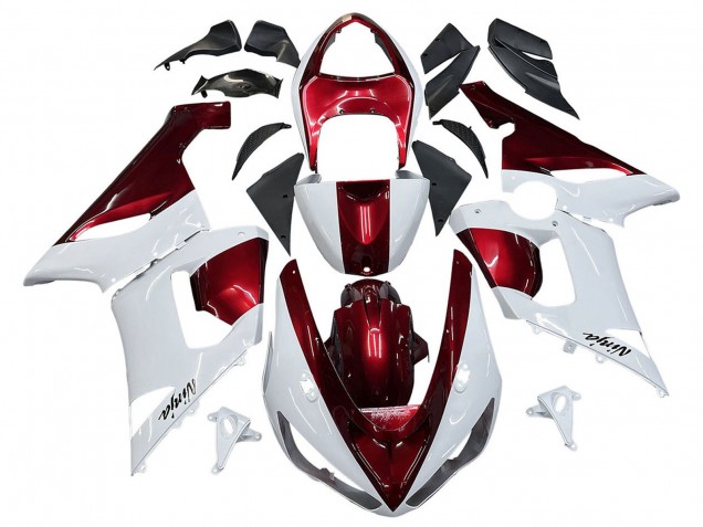 Rabatt Kawasaki ZX6R Motorrad Verkleidung 2005-2006 - Weiss Rot
