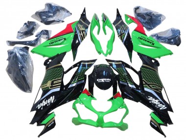 Rabatt Kawasaki ZX6R Motorrad Verkleidung 2009-2012 - Rot Glanzendes Schwarz Bienenwabe