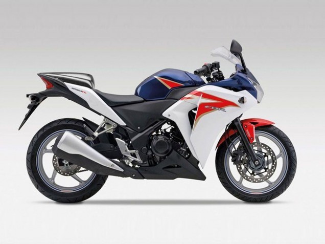 Rabatt Honda CBR250RR Motorrad Verkleidung 2011-2015 - Weiss Rot Dunkel Blau Streifen