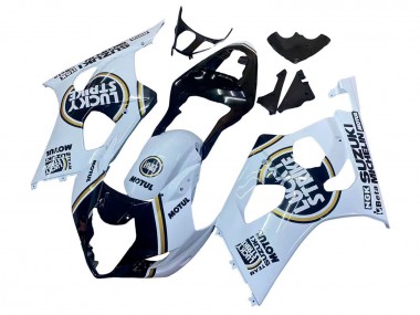 Rabatt Suzuki GSXR 1000 Motorrad Verkleidung 2003-2004 - Weiss Schwarz Gold Motul Lucky Strike