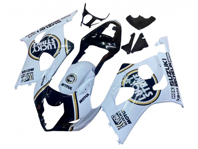 Rabatt Suzuki GSXR 1000 Motorrad Verkleidung 2003-2004 - Weiss Schwarz Gold Motul Lucky Strike