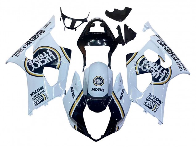 Rabatt Suzuki GSXR 1000 Motorrad Verkleidung 2003-2004 - Weiss Schwarz Gold Motul Lucky Strike