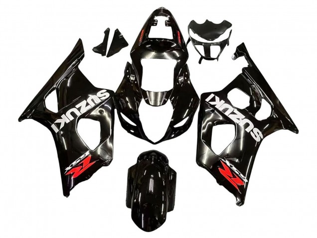 Rabatt Suzuki GSXR 1000 Motorrad Verkleidung 2003-2004 - Glanzendes Schwarz Weiss Rot Aufkleber