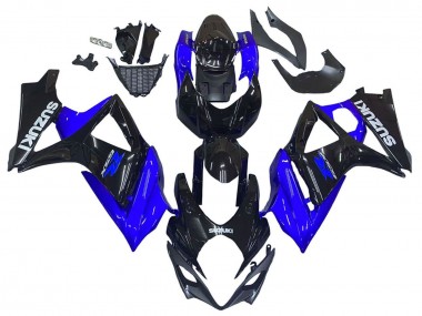 Rabatt Suzuki GSXR 1000 Motorrad Verkleidung Kit 2007-2008 - Blau Glanzendes Schwarz