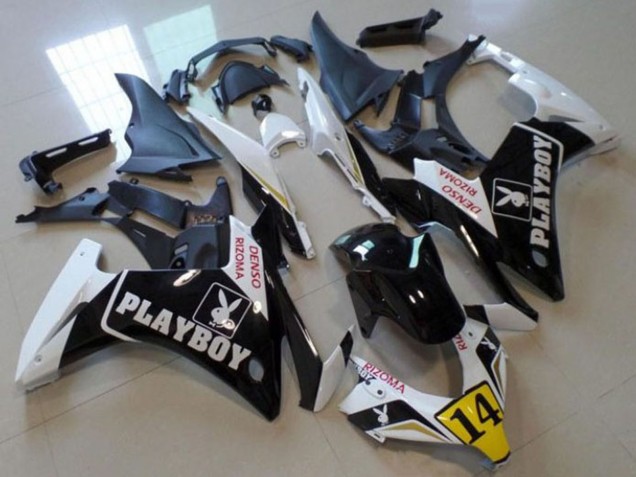 Rabatt Honda CBR500R Motorrad Verkleidung 2013-2015 - Weiss Gelb Glanzendes Schwarz Playboy 14
