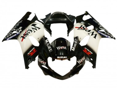 Rabatt Suzuki GSXR 600 / GSXR 750 Motorrad Verkleidung 2001-2003 - Glanzendes Schwarz Weiss West Rot