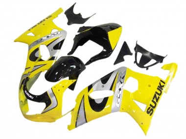 Rabatt Suzuki GSXR 600 / GSXR 750 Motorrad Verkleidung Kit 2001-2003 - Gelb Silber Glanzendes Schwarz