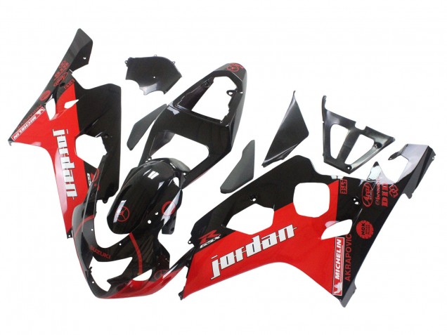 Rabatt Suzuki GSXR 600 / GSXR 750 Motorrad Verkleidung 2004-2005 - Glanzendes Schwarz Rot Jordan Michelin