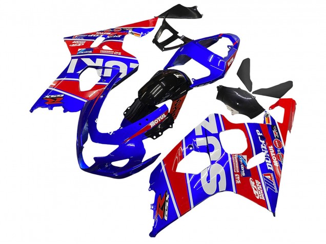 Rabatt Suzuki GSXR 600 / GSXR 750 Motorrad Verkleidung 2004-2005 - Blau Rot Schwarz Motul Dunlop