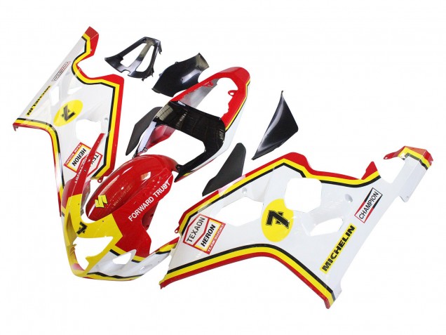 Rabatt Suzuki GSXR 600 / GSXR 750 Motorrad Verkleidung 2004-2005 - Weiss Rot Gelb Michelin Texaon Heron 7