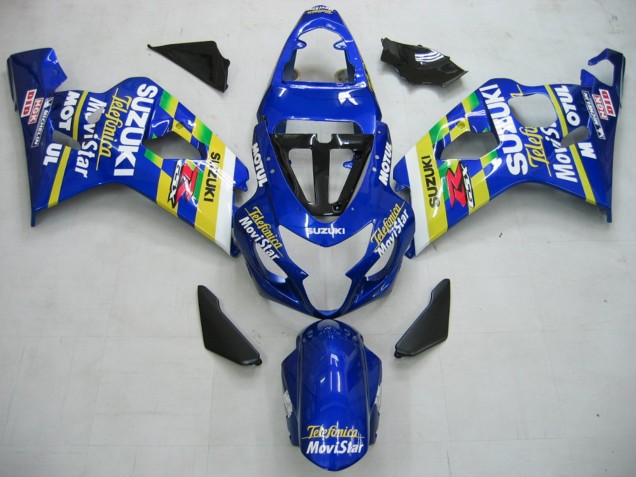Rabatt Suzuki GSXR 600 / GSXR 750 Motorrad Verkleidung 2004-2005 - Blau Weiss Gelb Grun Telefumica Motul MoviStar