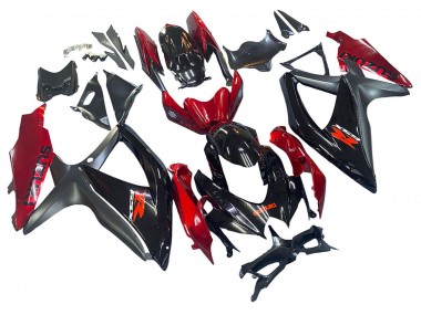 Rabatt Suzuki GSXR 600 / GSXR 750 Motorrad Verkleidung 2008-2010 - Rot Glanzendes Schwarz