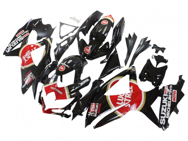 Rabatt Suzuki GSXR 600 / GSXR 750 Motorrad Verkleidung 2008-2010 - Glanzendes Schwarz Rot Weiss Motul Lucky Strike
