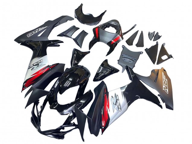 Rabatt Suzuki GSXR 600 / GSXR 750 Motorrad Verkleidung 2011-2024 - Glanzendes Schwarz Geschmiedet Carbonfaser Silber Rot
