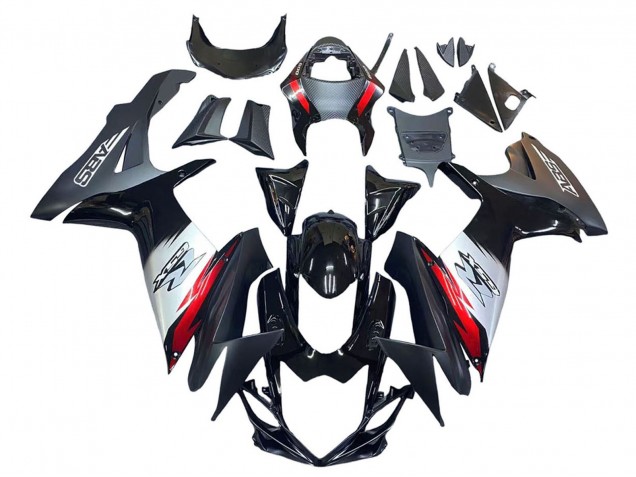 Rabatt Suzuki GSXR 600 / GSXR 750 Motorrad Verkleidung 2011-2024 - Glanzendes Schwarz Geschmiedet Carbonfaser Silber Rot