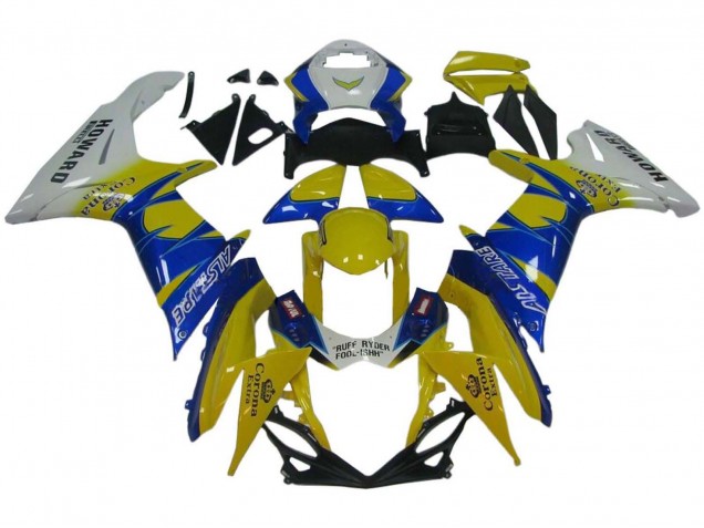 Rabatt Suzuki GSXR 600 / GSXR 750 Motorrad Verkleidung 2011-2024 - Weiss Gelb Blau Alstare Corona Extra