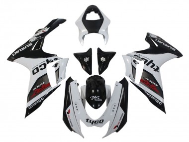 Rabatt Suzuki GSXR 600 / GSXR 750 Motorrad Verkleidung 2011-2024 - Weiss Schwarz Tyco Leuchtfeuer