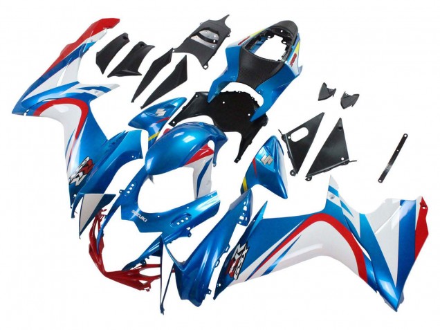Rabatt Suzuki GSXR 600 / GSXR 750 Motorrad Verkleidung 2011-2024 - Blau Weiss Rot