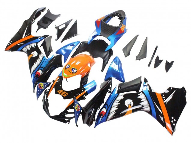 Rabatt Suzuki GSXR 600 / GSXR 750 Motorrad Verkleidung 2011-2024 - Hellblau Orange Schwarz Weiss Hai 46
