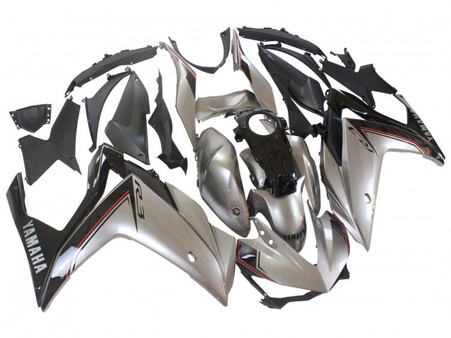 Rabatt Yamaha YZF R3/R25 Motorrad Verkleidung 2015-2018 - Silber Schwarz