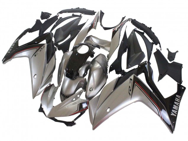 Rabatt Yamaha YZF R3/R25 Motorrad Verkleidung 2015-2018 - Silber Schwarz