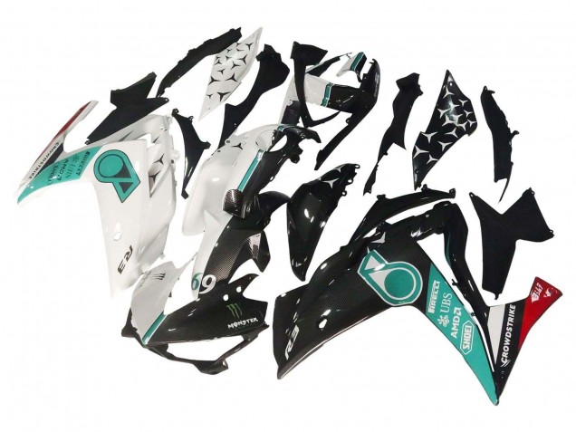Rabatt Yamaha YZF R3/R25 Motorrad Verkleidung 2015-2018 - Weiss Grun Glanzendes Schwarz