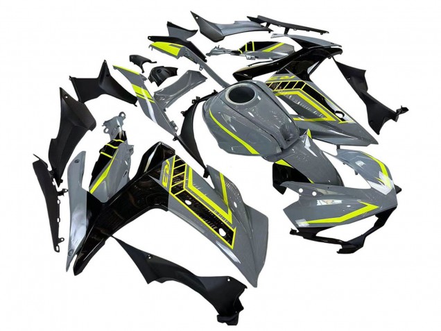 Rabatt Yamaha YZF R3/R25 Motorrad Verkleidung 2015-2018 - Nardo Grau Neon Gelb Schwarz