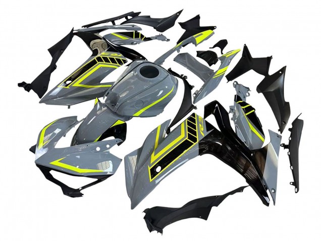 Rabatt Yamaha YZF R3/R25 Motorrad Verkleidung 2015-2018 - Nardo Grau Neon Gelb Schwarz
