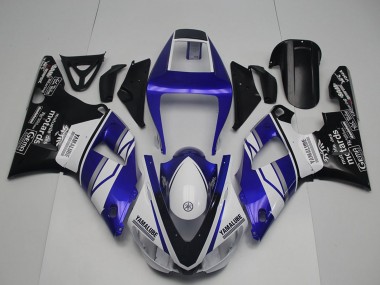 Rabatt Yamaha YZF R1 Motorrad Verkleidung 1998-1999 - Blau Weiss Glanzendes Schwarz Yamalube Motards