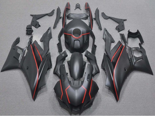 Rabatt Yamaha YZF R3/R25 Motorrad Verkleidung 2019-2021 - Matt Schwarz Rot