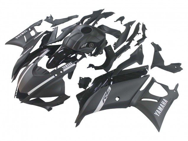 Rabatt Yamaha YZF R3/R25 Motorrad Verkleidung 2019-2021 - Matt Schwarz Silber