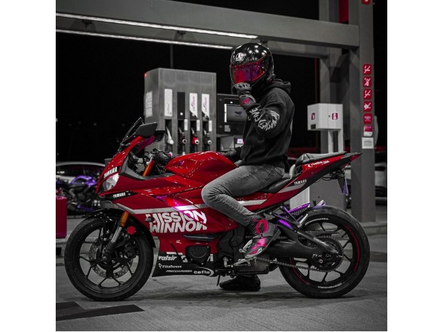 Rabatt Yamaha YZF R3/R25 Motorrad Verkleidung 2019-2021 - Dunkel Rot Weiss Silber Schwarz Valsir