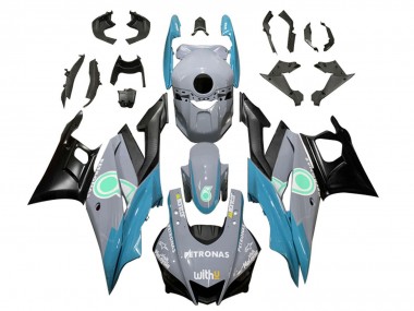 Rabatt Yamaha YZF R3/R25 Motorrad Verkleidung 2019-2021 - Nardo Grau Blau Schwarz Petronas