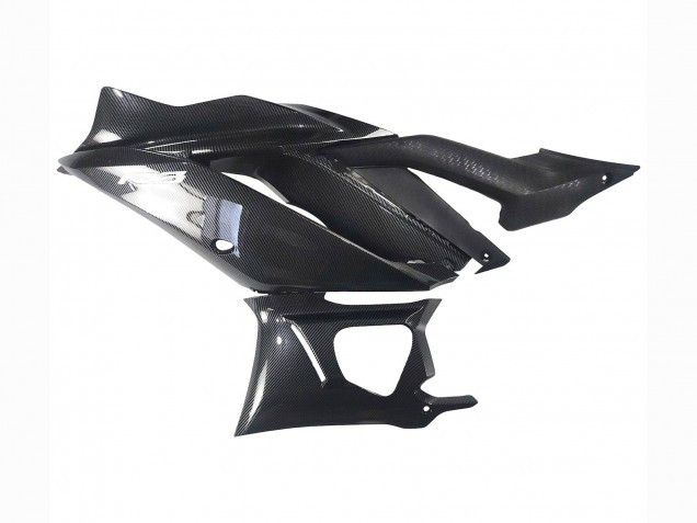 Rabatt Yamaha YZF R3/R25 Motorrad Verkleidung 2022-2024 - Schwarzer Carbonfaser Stil Silberblau