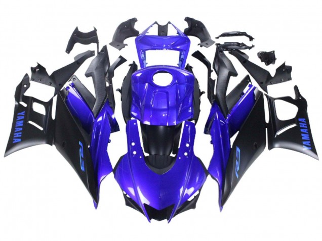 Rabatt Yamaha YZF R3/R25 Motorrad Verkleidung 2022-2024 - Blau Matt Schwarz