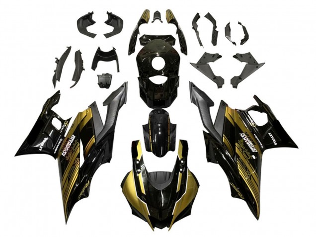 Rabatt Yamaha YZF R3/R25 Motorrad Verkleidung 2022-2024 - Gold Glanzendes Schwarz Semakin Didepan